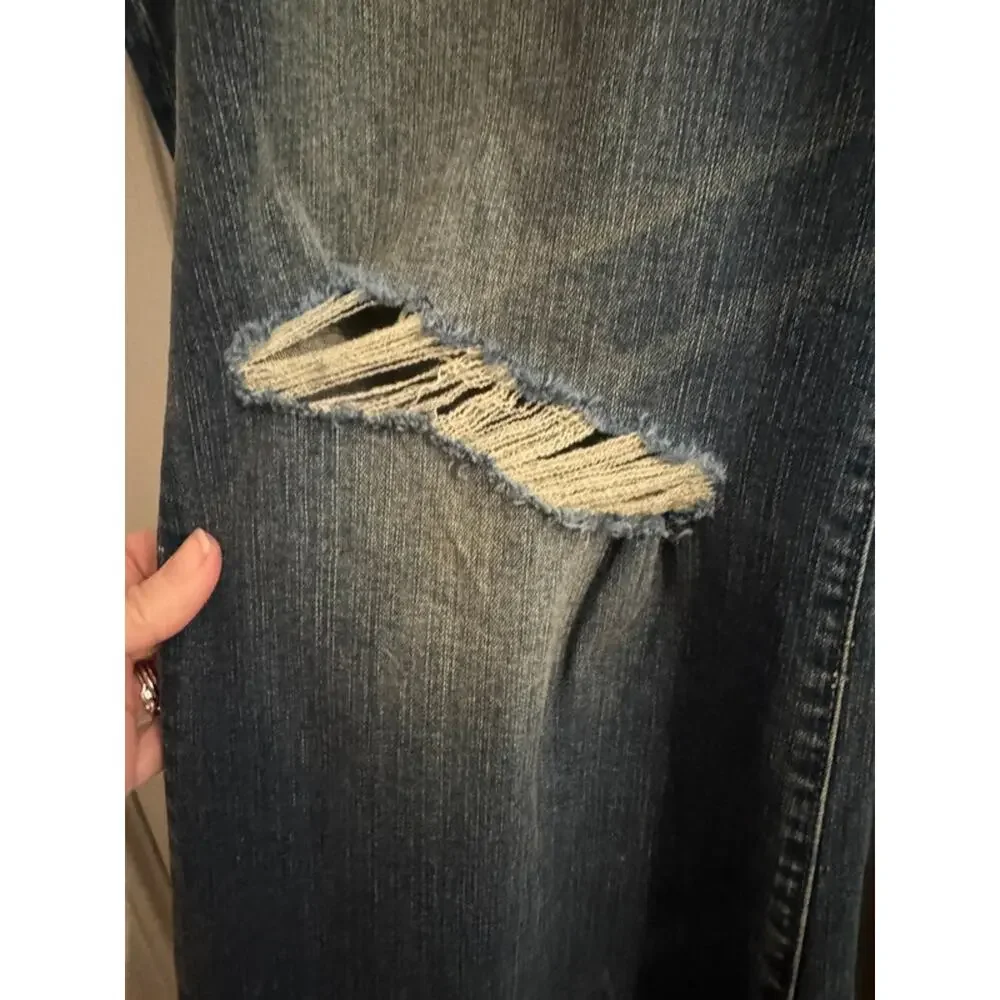 Torrid New Super-Flare Mid-Rise Vintage Stretch Jeans Destructed Plus 24 Tall - Picture 4 of 10
